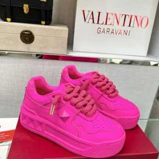 Valentino Pink Gold Platform Sole Rope Laces Chunky Sneakers