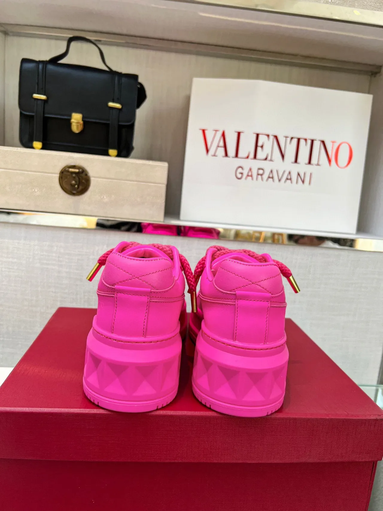 Valentino Pink Gold Platform Sole Rope Laces Chunky Sneakers 5
