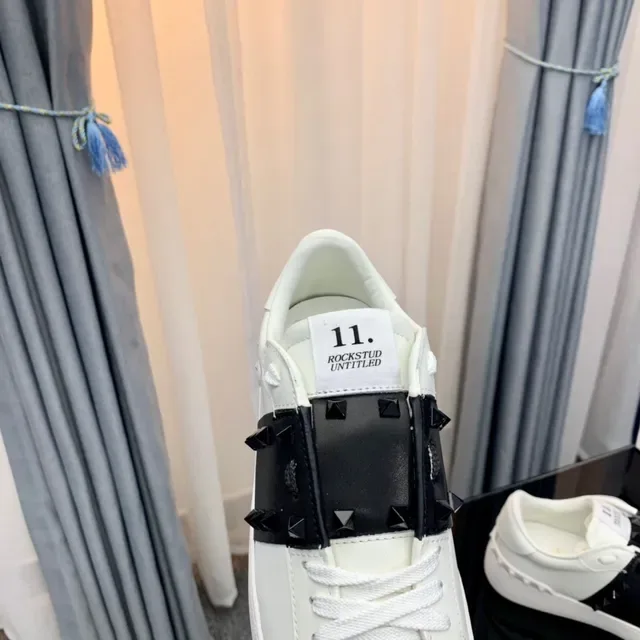 Valentino Rockstud White and Black Studded Lifestyle Sneakers 3