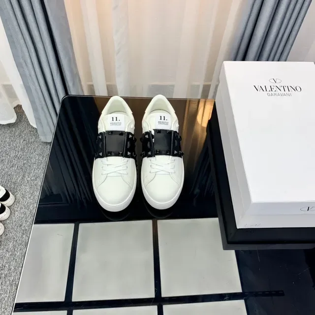 Valentino Rockstud White and Black Studded Lifestyle Sneakers 5
