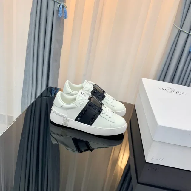 Valentino Rockstud White and Black Studded Lifestyle Sneakers 6