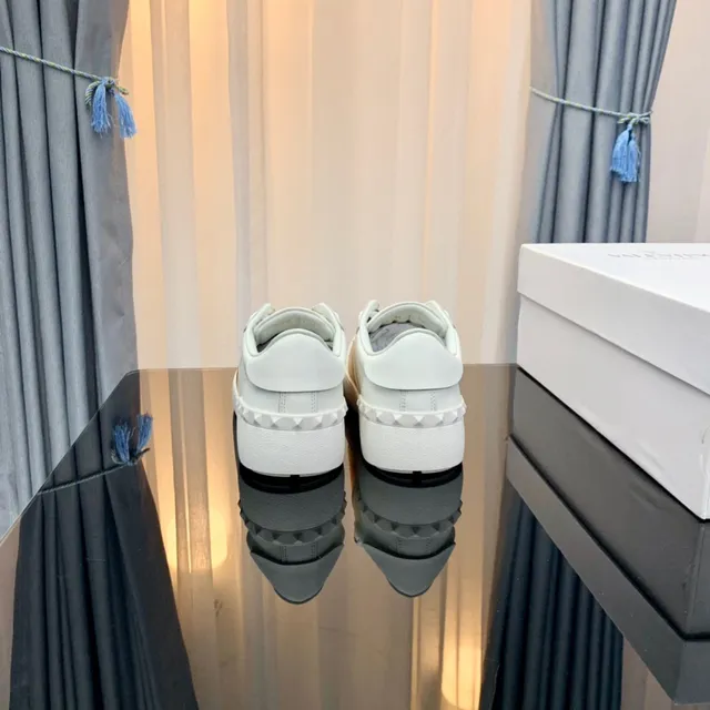 Valentino Rockstud White and Rose Gold Metallic Strap Lifestyle Sneakers 4