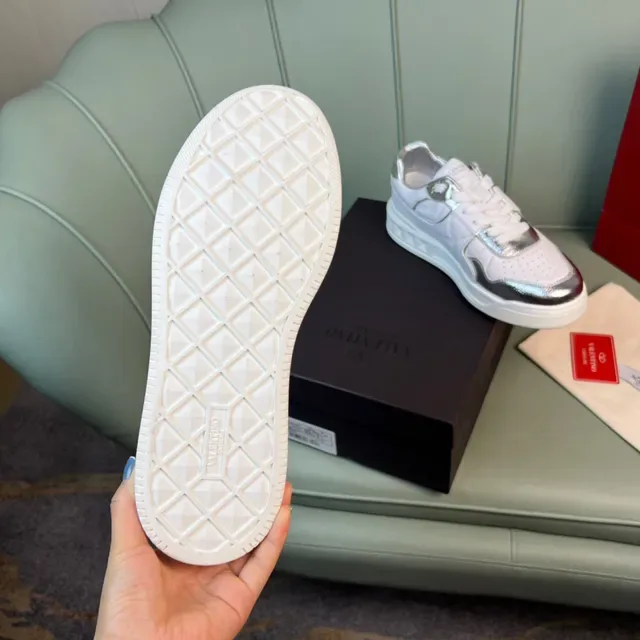 Valentino Rockstud White and Silver Metallic Lifestyle Sneakers 2