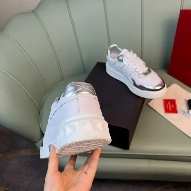 Valentino Rockstud White and Silver Metallic Lifestyle Sneakers 3