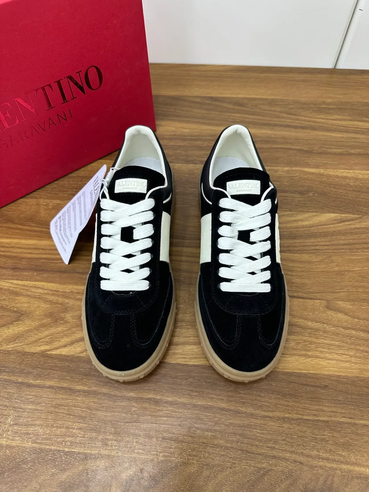 Valentino VLOGO Black and White Suede Lifestyle Sneakers 5