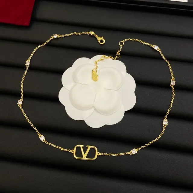 Valentino VLogo Gold-Tone Crystal Chain Necklace 3