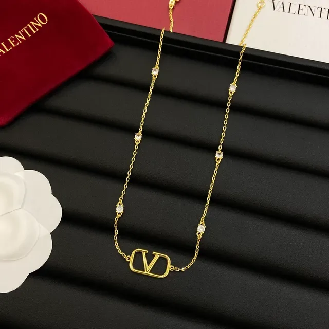 Valentino VLogo Gold-Tone Crystal Chain Necklace 5