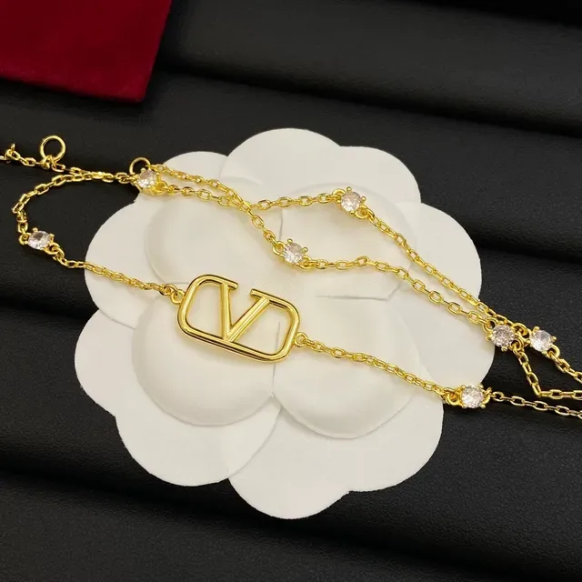 Valentino VLogo Gold-Tone Crystal Chain Necklace 6