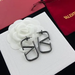 Valentino VLTN Pendientes Geométricos Gunmetal Stud