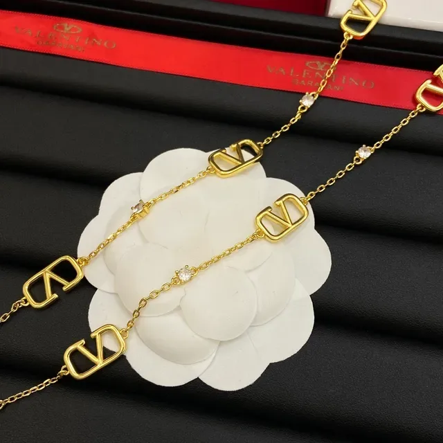 Valentino VLTN Colar com eslabões de cristal dourado 2
