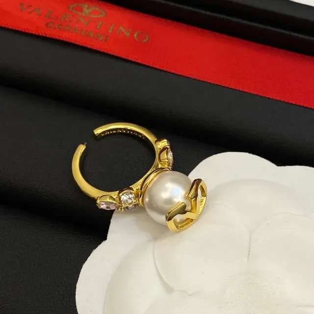 Valentino VLTN Pearl and Crystal Adjustable Rings 2