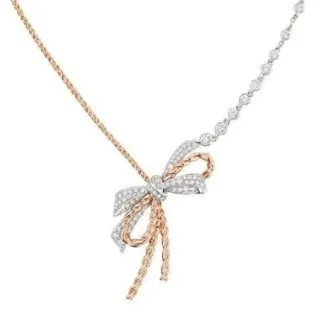 Van Cleef & Arpels Sweet Alhambra দুটি রঙের সোনা পাভে ডায়মন্ড ধনু হার