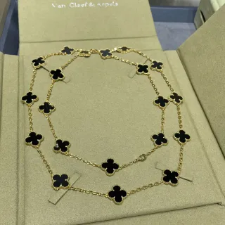 Van Cleef & Arpels Alhambra 20 Motif 黑欧娜石和金项链