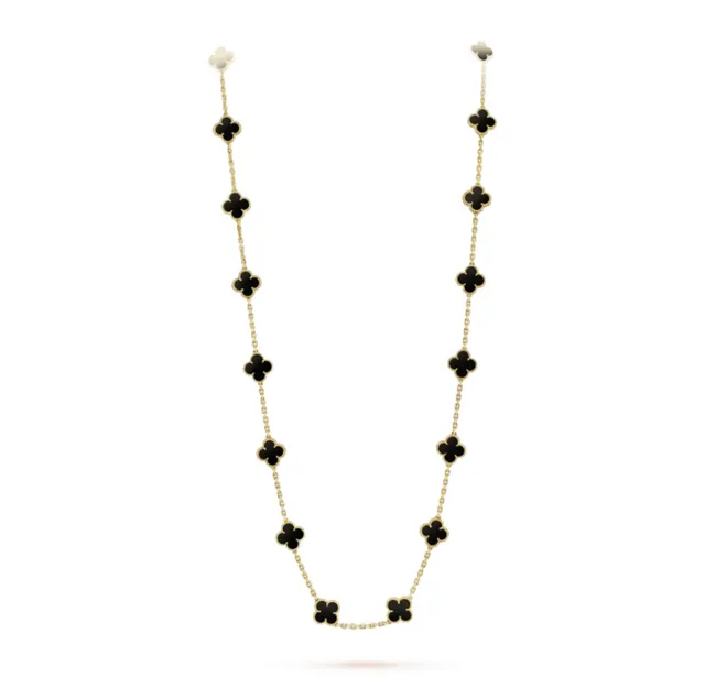 Van Cleef & Arpels Alhambra 20 Motif colar de ônix preto e ouro 8