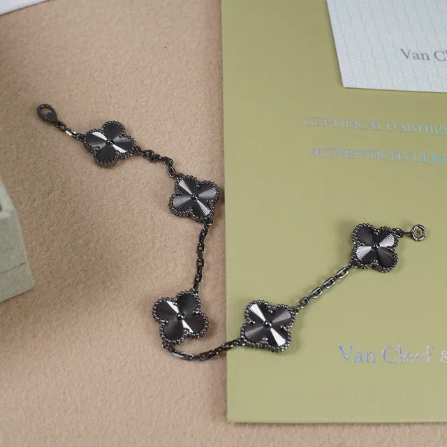 Van Cleef & Arpels Alhambra Black and Silver Five Motif Bracelet 2
