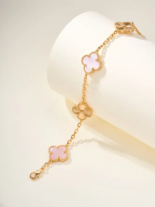Van Cleef & Arpels Alhambra Five Motif Mère-de-perle Rose et Or Bracelet 8