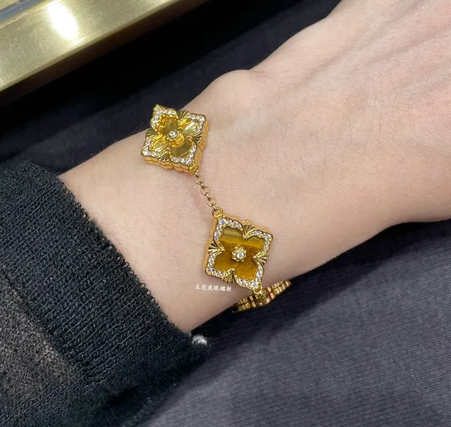 Van Cleef & Arpels Alhambra Five Motif Tiger's Eye এবং Diamond চুড়ি 8