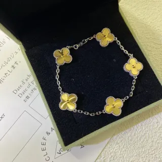 Van Cleef & Arpels Alhambra Five Motif Yellow Gold and White Gold Bracelet