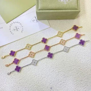 Van Cleef & Arpels Alhambra 紫色珐琅 四叶草 手链