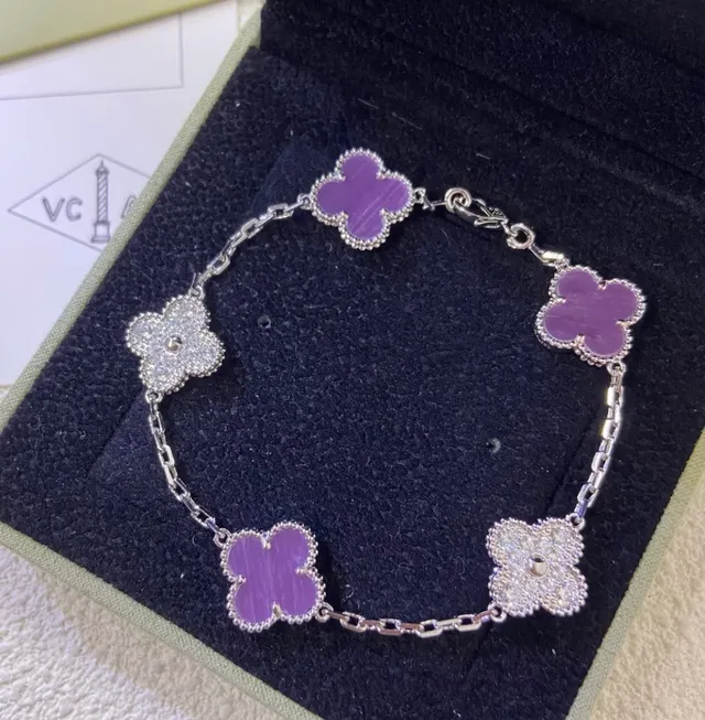 Van Cleef & Arpels Alhambra 紫色珐琅 四叶草 手链 2