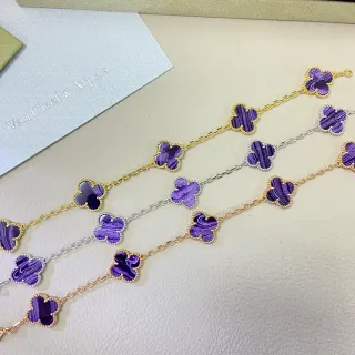 Van Cleef & Arpels Alhambra紫色大理石四叶草项链