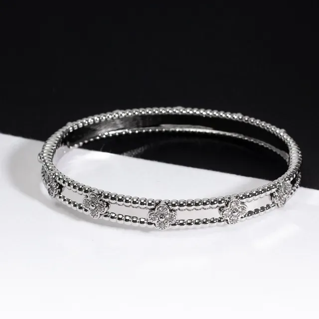 Van Cleef & Arpels আলহামব্রা গোলাপি সোনা ডায়মন্ড কোয়াট্রফয়েল বিন্দু ব্যাঙ্গল ব্রেসলেট 6