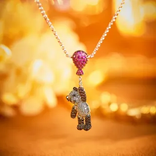 Van Cleef & Arpels Bear and Balloon Pavé Gemstone Yellow Gold Necklace
