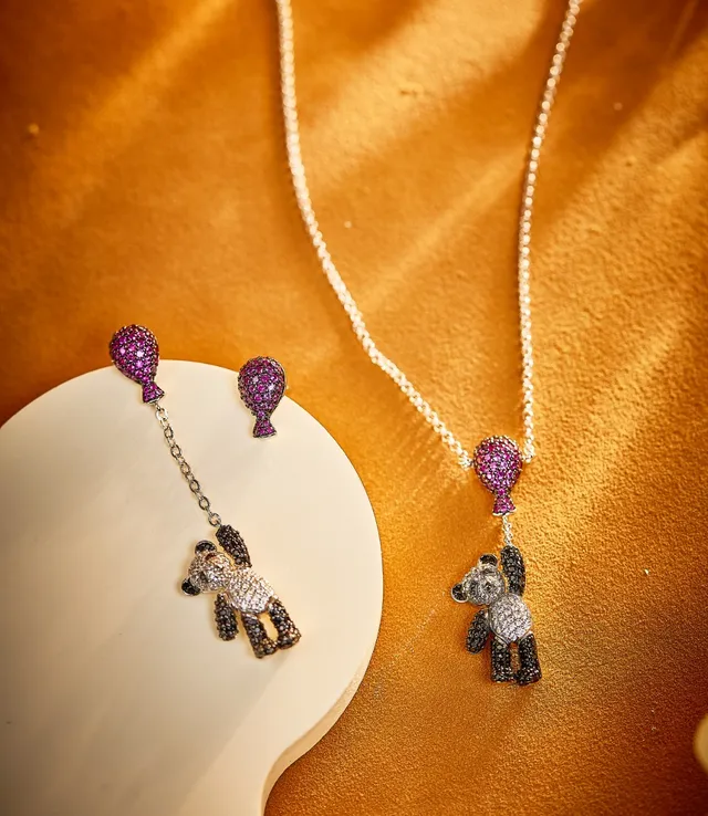 Van Cleef & Arpels Bear and Balloon Pavé Gemstone Yellow Gold Necklace 6