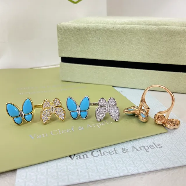 Van Cleef & Arpels Papillon Butterfly 珐琅和镶钻戒指 2