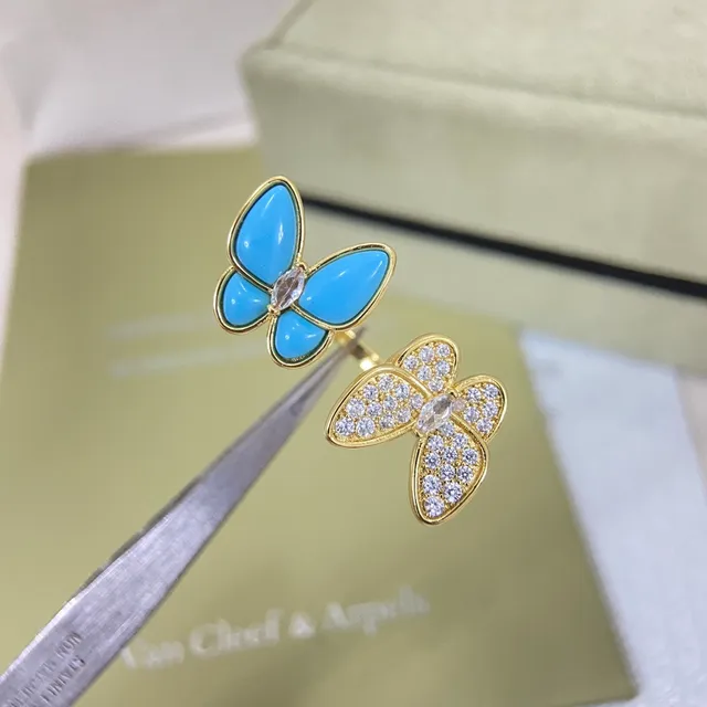 Van Cleef & Arpels Papillon Butterfly 珐琅和镶钻戒指 4