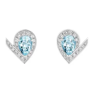 Van Cleef & Arpels Perlée 梨形海蓝宝石和钻石耳环