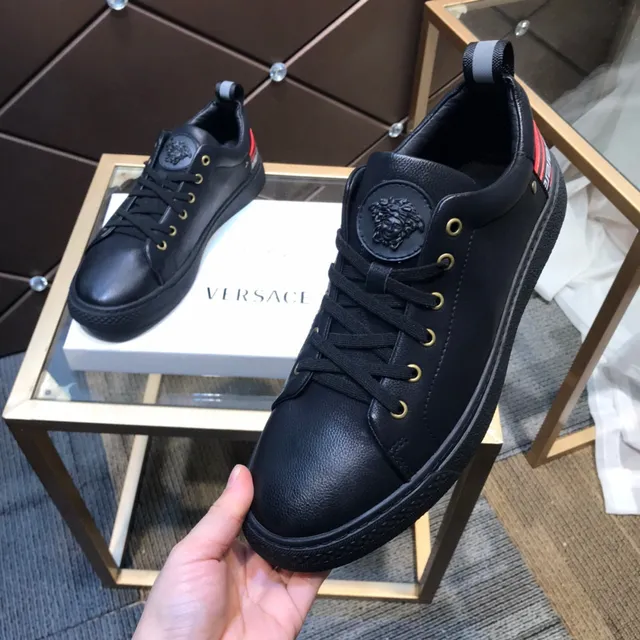 Versace Chain Reaction Black Leather Lifestyle Sneakers 4