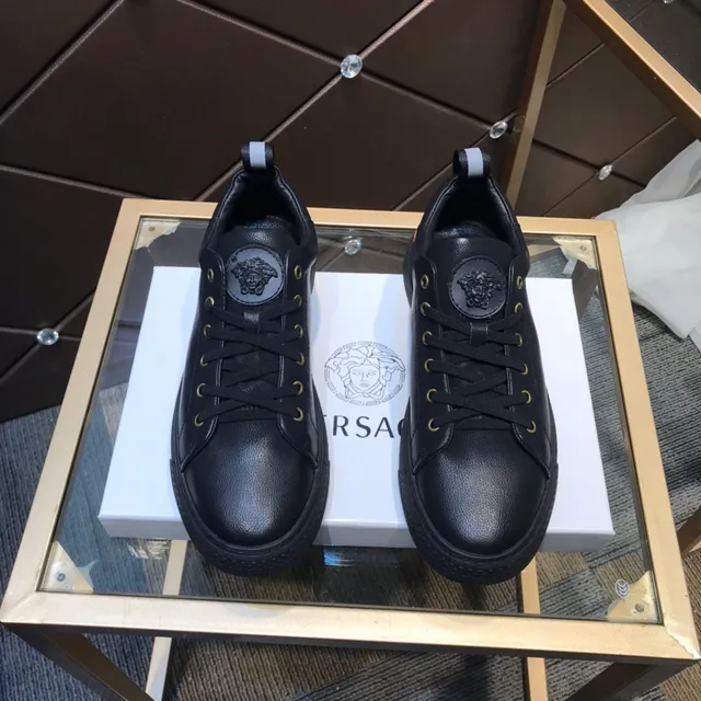 Versace Chain Reaction Black Leather Lifestyle Sneakers 9