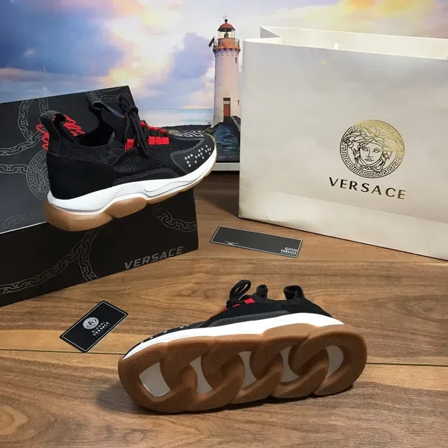 Versace Chain Reaction Zapatillas Lifestyle Negro Rojo Blanco 2