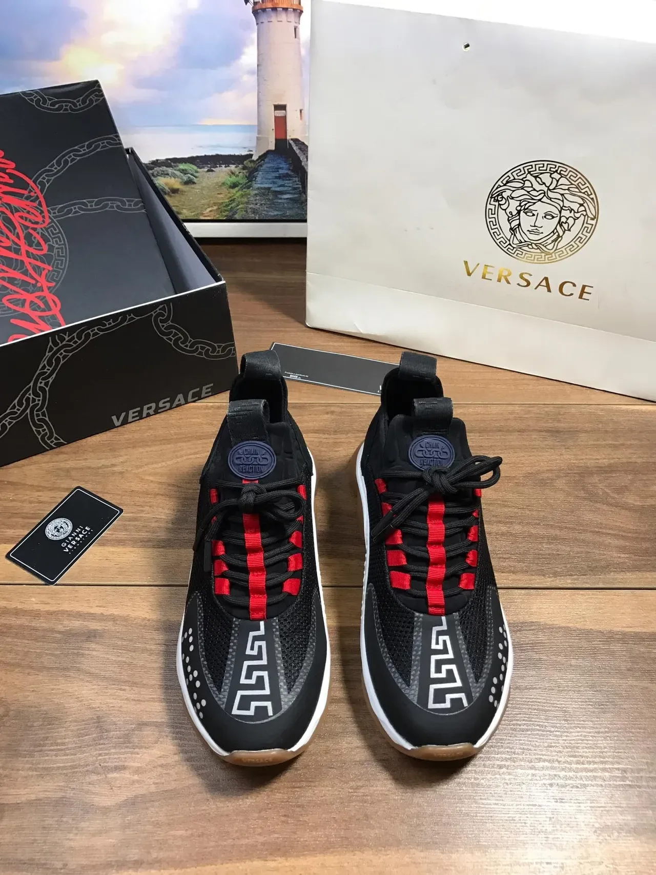 Versace Chain Reaction Zapatillas Lifestyle Negro Rojo Blanco 8