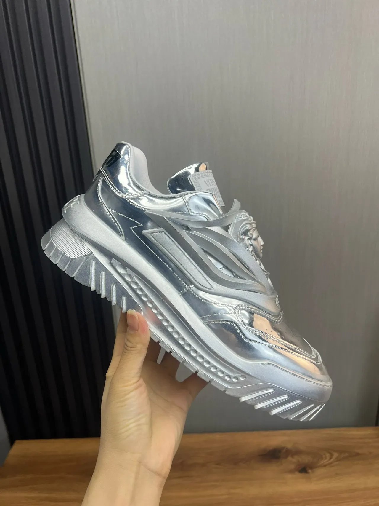 Versace Chain Reaction Metallic Silver Lifestyle Sneakers 3