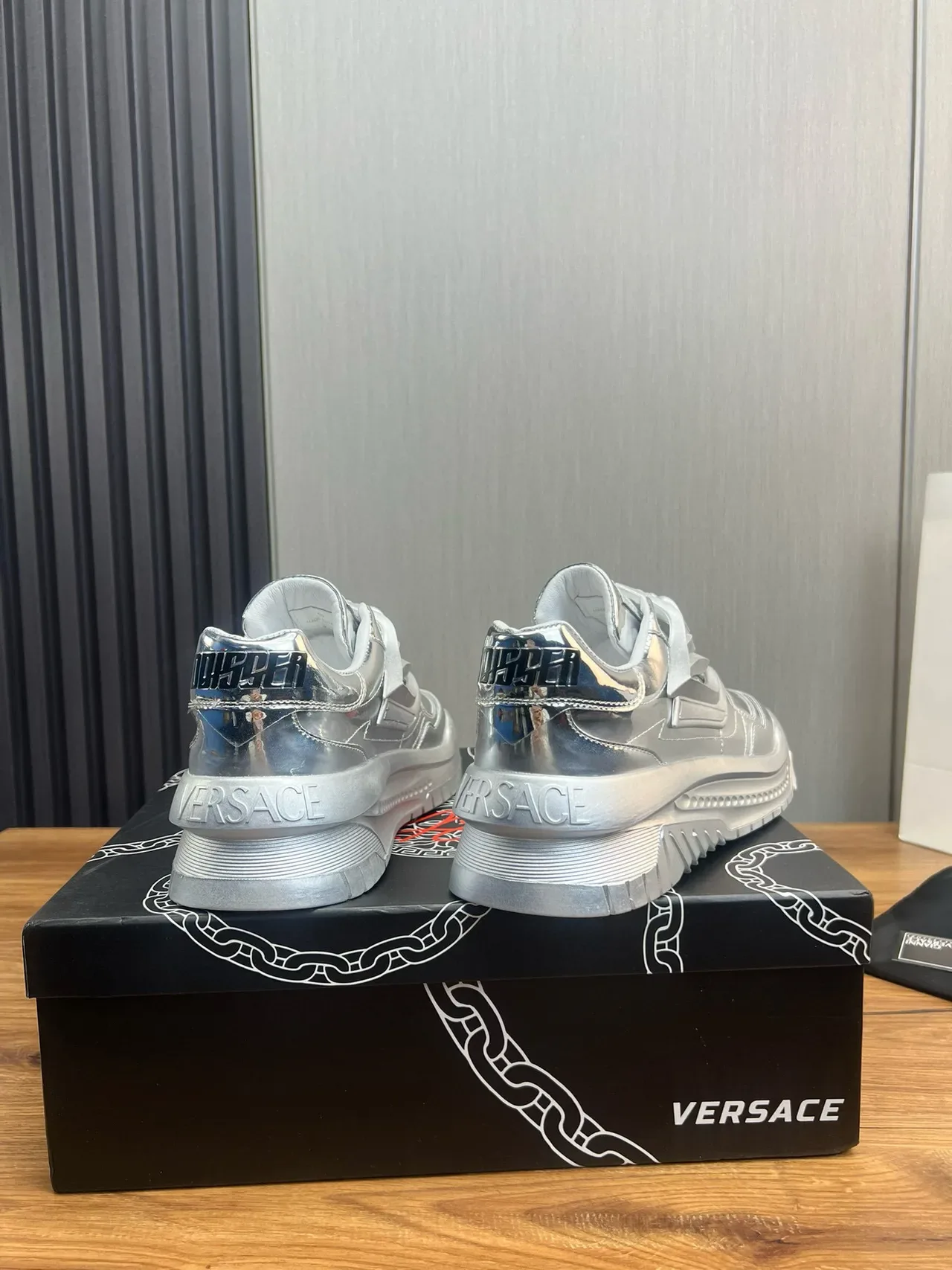 Versace Chain Reaction Metallic Silver Lifestyle Sneakers 4