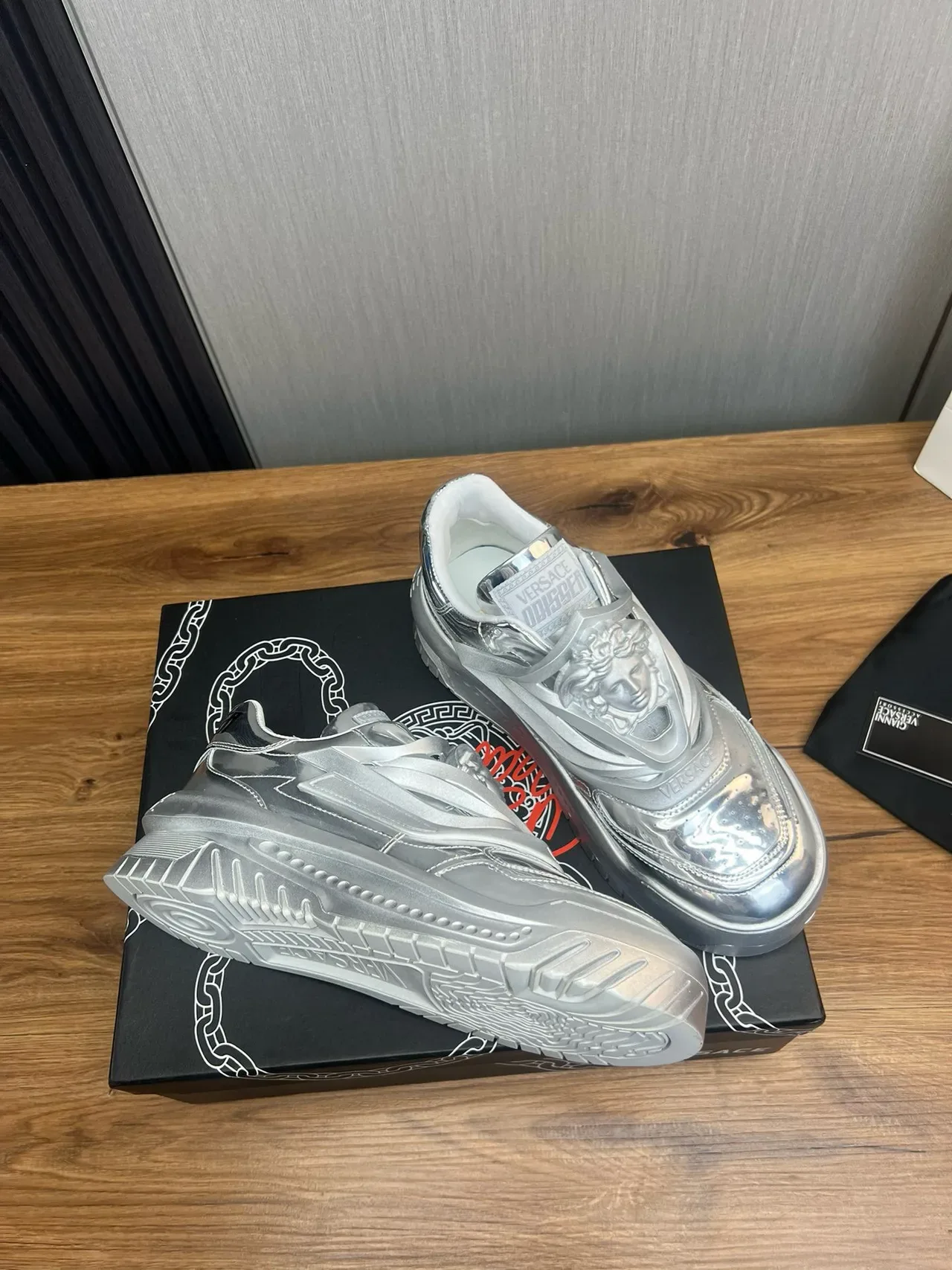 Versace Chain Reaction Metallic Silver Lifestyle Sneakers 5