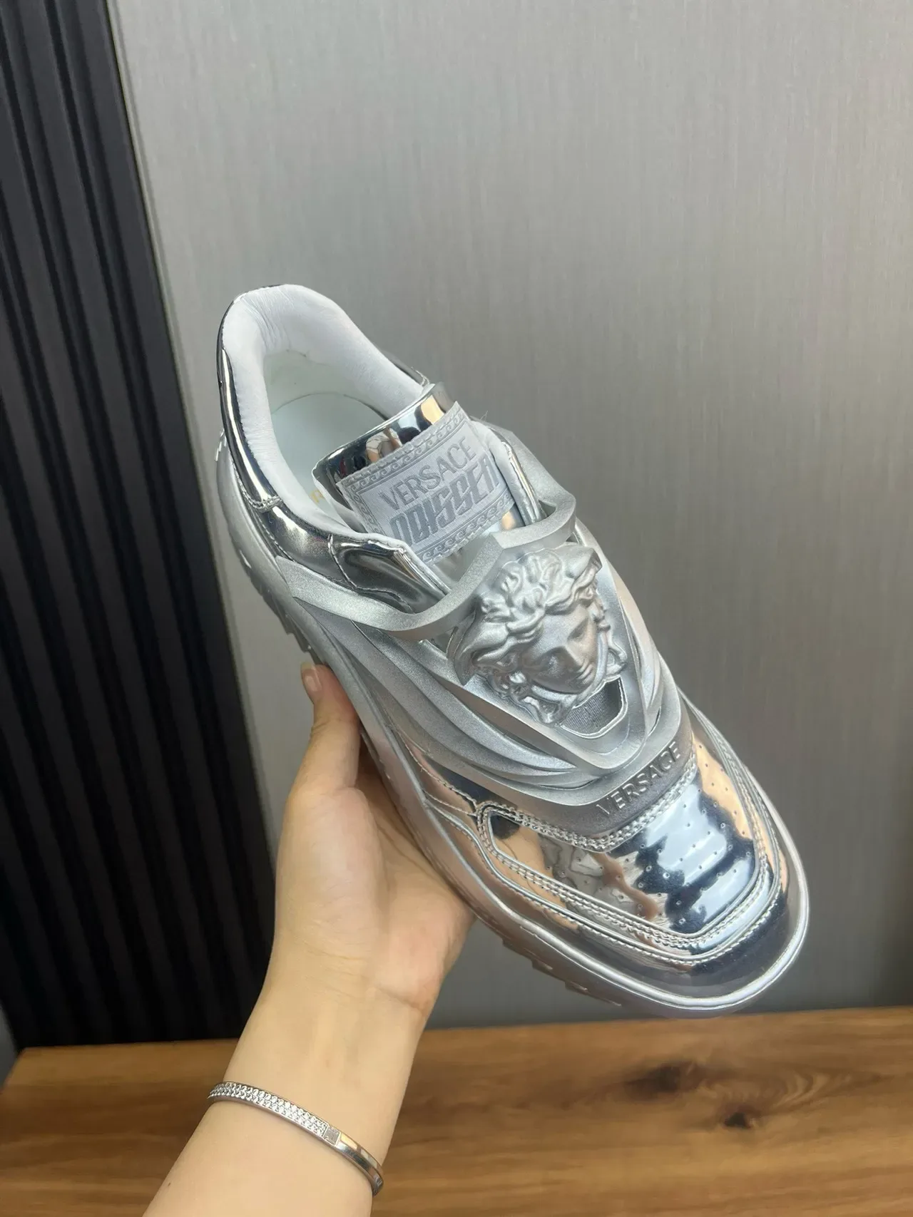 Versace Chain Reaction Metallic Silver Lifestyle Sneakers 6
