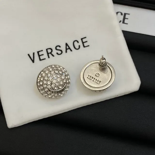 Versace Crystal-Paved Logo Stud Earrings 2