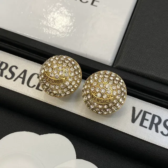Versace Crystal-Paved Logo Stud Earrings 3