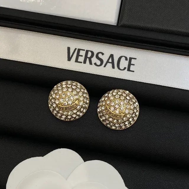 Versace Crystal-Paved Logo Stud Earrings 5