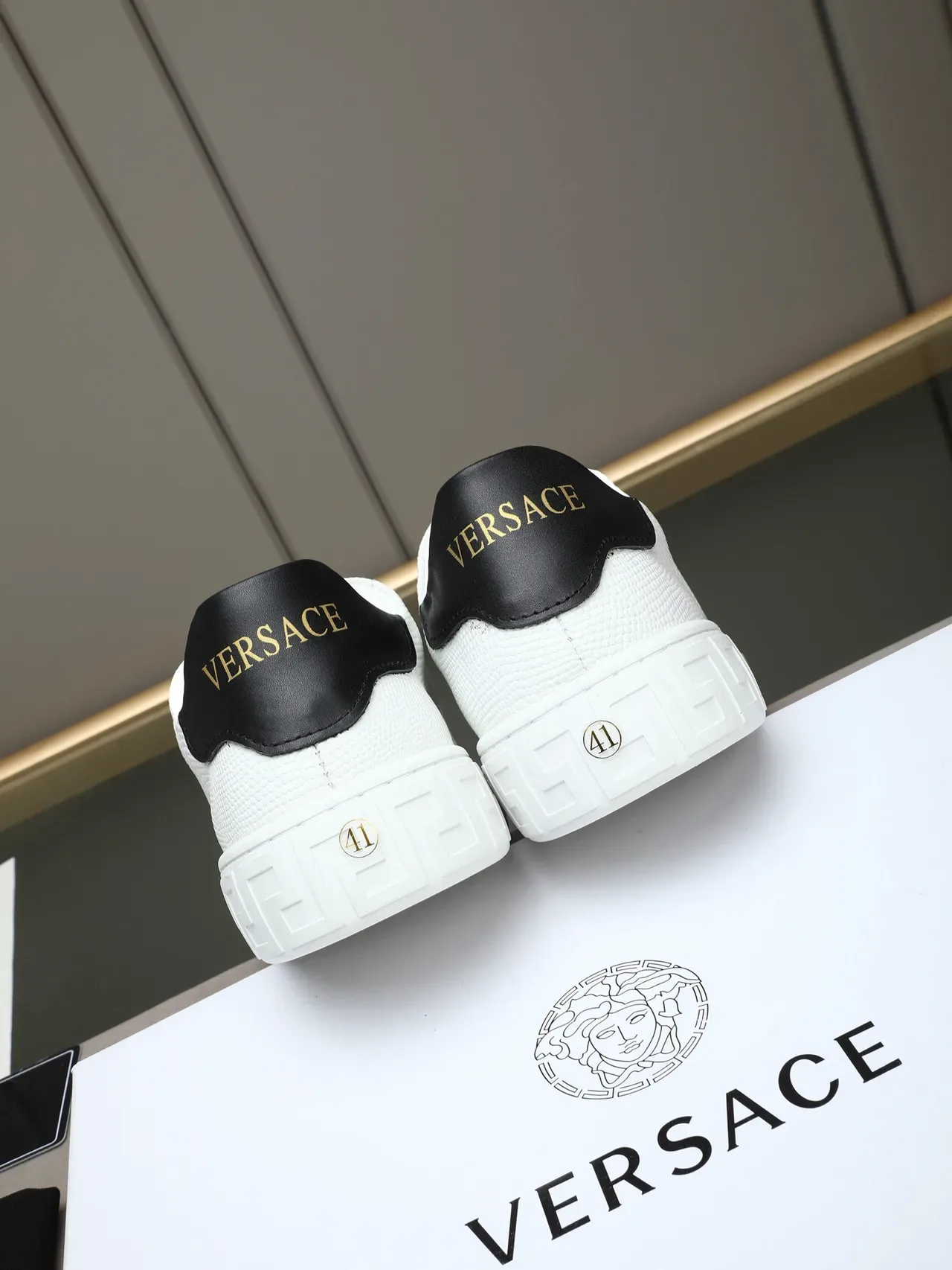 Versace Greca Odissea White Textured Leather Greek Key Lifestyle Sneakers 3