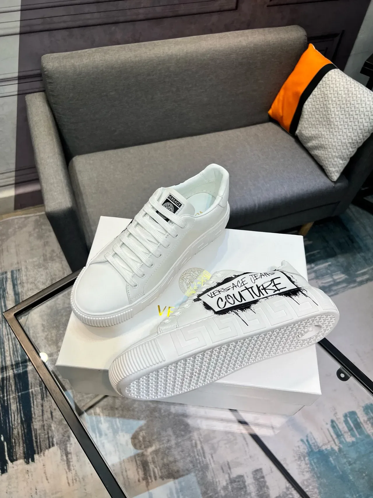 Versace Jeans Couture White Graffiti Print Lifestyle Sneakers 4