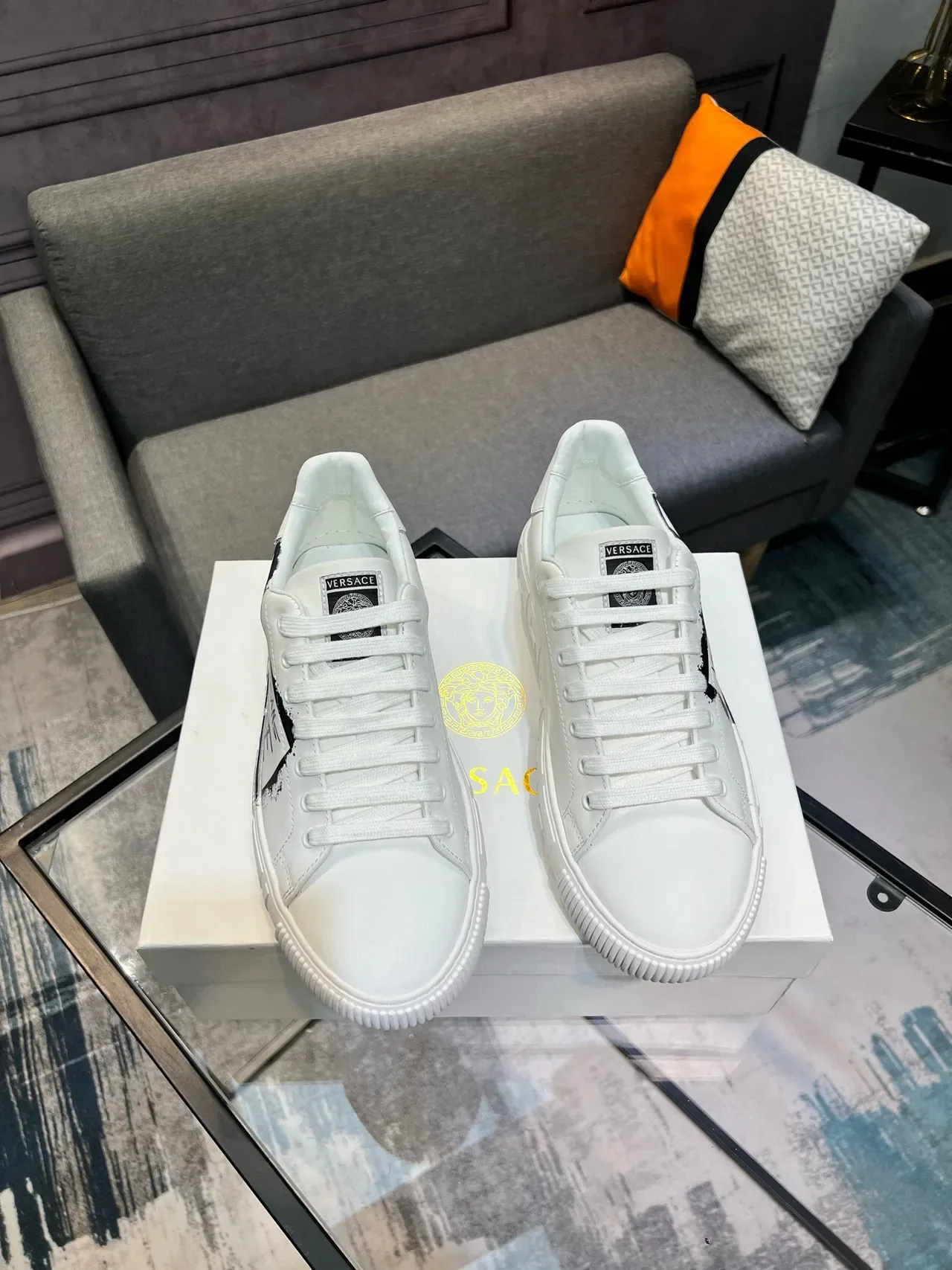 Versace Jeans Couture White Graffiti Print Lifestyle Sneakers 7