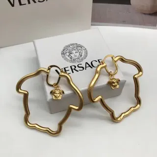 Versace Medusa Boucles d'Oreilles Hoop Or Forme Irrégulière Pendentif Charme