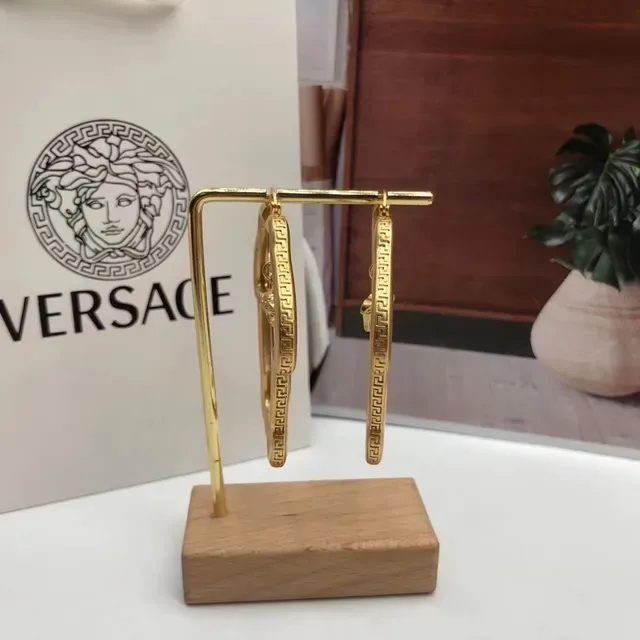 Versace Medusa Hoop Gold Irregular-Shaped Dangling Charm Earrings 2