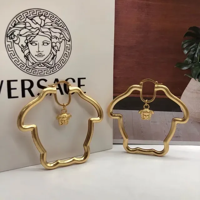 Versace Medusa Hoop Gold Irregular-Shaped Dangling Charm Earrings 3