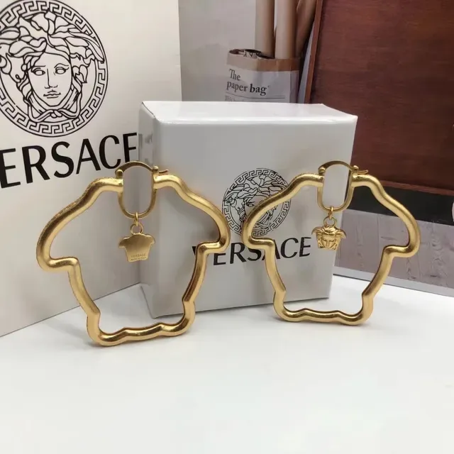 Versace Medusa Hoop Gold Irregular-Shaped Dangling Charm Earrings 5