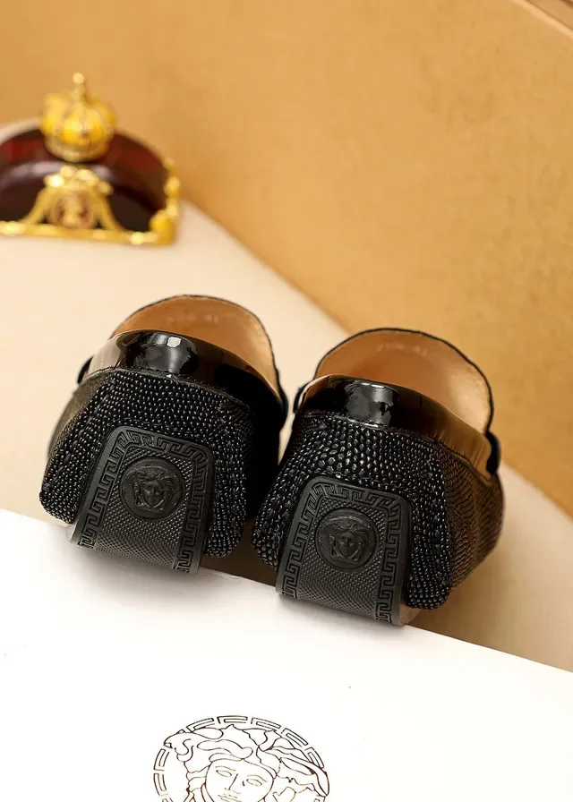 Versace Medusa Loafer Black Textured Leather Loafers 2